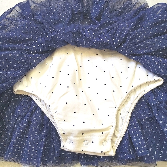 Little Me Blue & White Polka Dot Tulle One Piece Snap Bottom Baby Girl 24 Months - Picture 8 of 8
